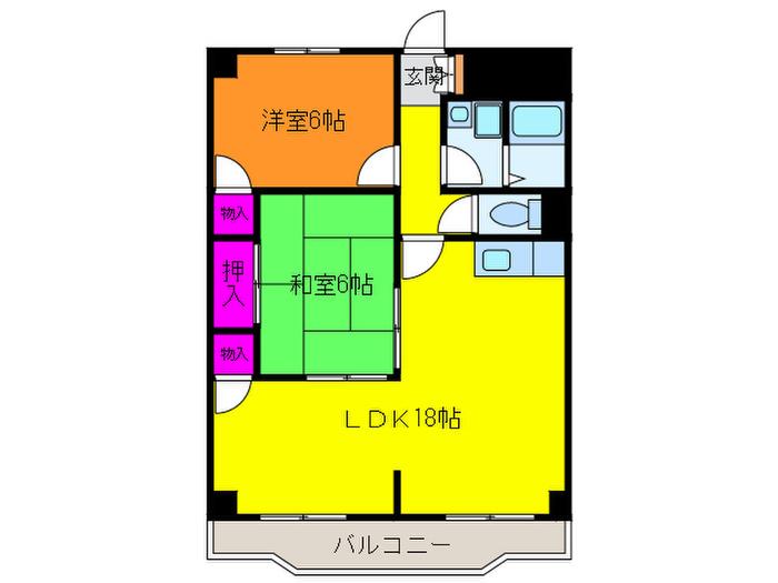 メゾン塚本(2LDK/2階)の間取り写真