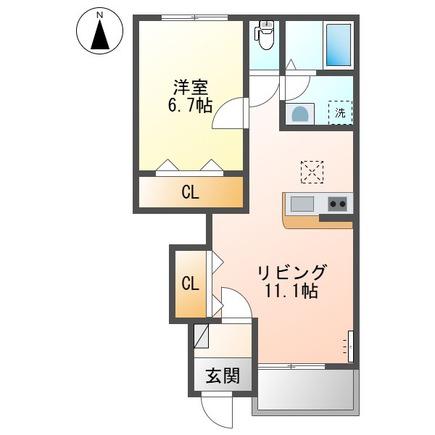 グランディオーズ アリノ(1LDK/1階)の間取り写真