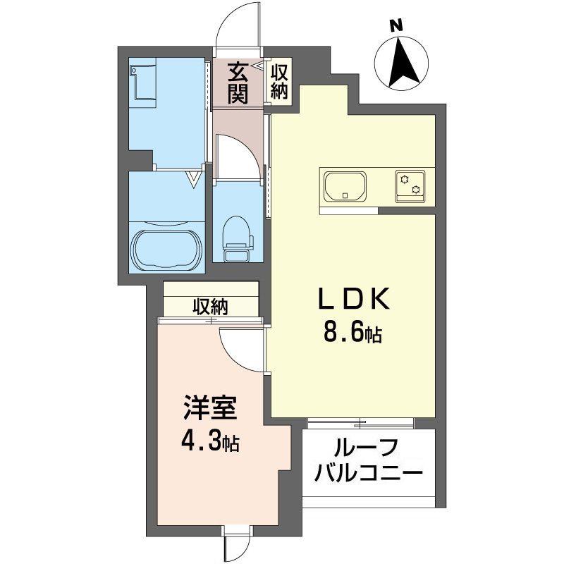 ロータス下北沢(1LDK/2階)の間取り写真