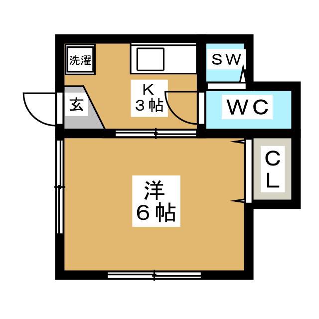 アービイカーネ自由が丘(1K/1階)の間取り写真