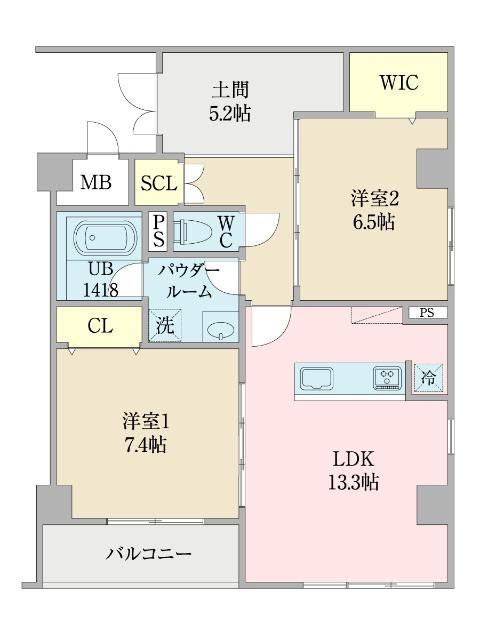 グランレジデンス大橋(2LDK/4階)の間取り写真