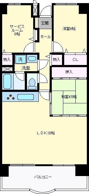 Mシティ夕顔瀬(2SLDK/9階)の間取り写真