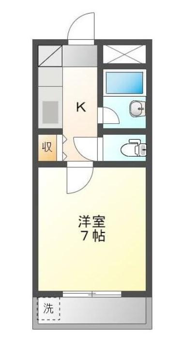 フィール1番館(1K/2階)の間取り写真