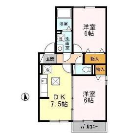 YSコートA(2DK/2階)の間取り写真