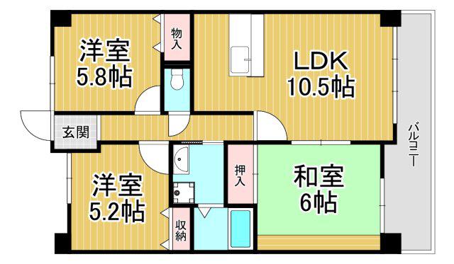 デイグラン シャンドフルール(3LDK/6階)の間取り写真