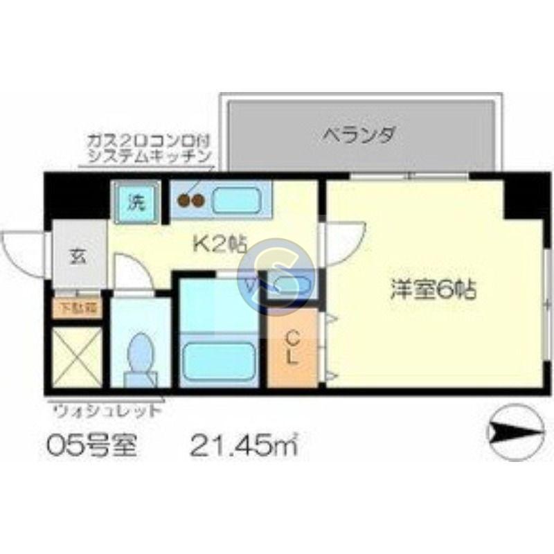 UN CASTELLO西院(1K/6階)の間取り写真