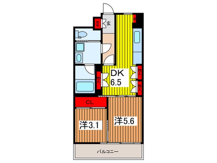ひまわり緑館(2DK/1階)の間取り写真