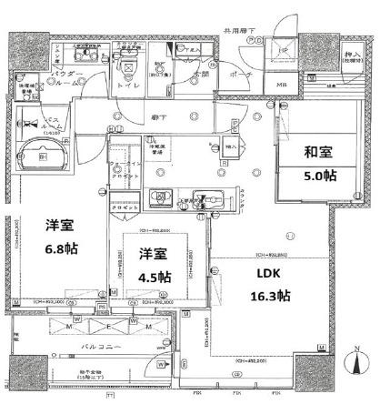 シティタワー大阪天満(3LDK/36階)の間取り写真