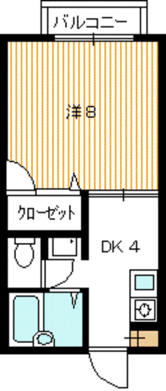 道場ハイツ E棟(1K/2階)の間取り写真