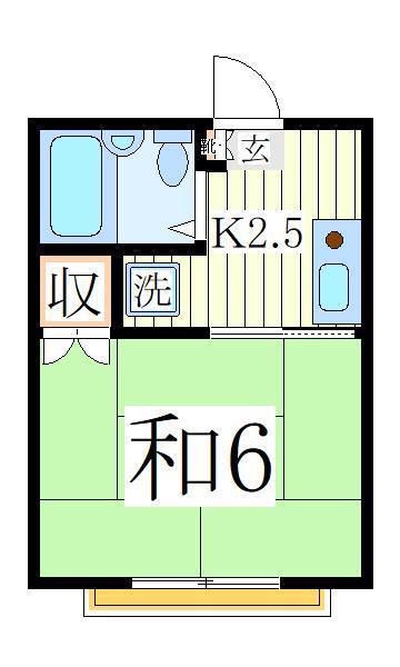 パームハイツ南柏(1K/1階)の間取り写真
