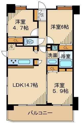 ネクステージ飛田給(3LDK/4階)の間取り写真