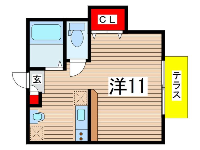 グランニール(ワンルーム/1階)の間取り写真