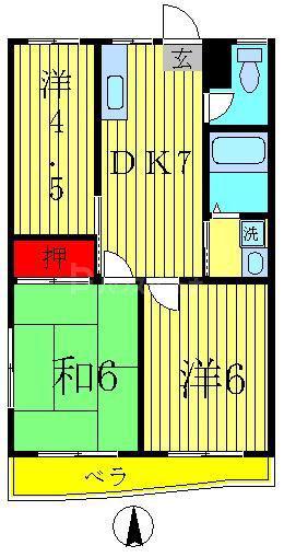 レジデンス小久保(3DK/2階)の間取り写真