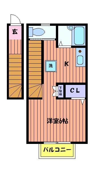 パーク・アベニュー立川A棟(1K/2階)の間取り写真