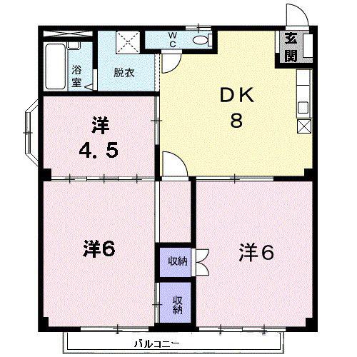 ハイツ河島E(3DK/2階)の間取り写真