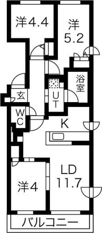 クラッセ札幌シティアクシア・ノーステラス(3LDK/2階)の間取り写真