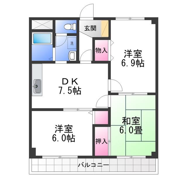 SHELLEYS金剛(3DK/3階)の間取り写真