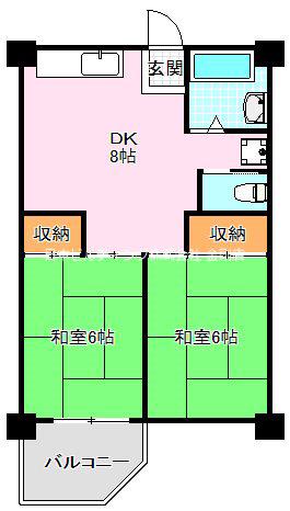 ビレッジハウス泉北栂タワー(2DK/2階)の間取り写真