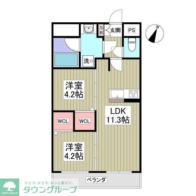 リバーサイドマンション 熊谷(2DK/1階)の間取り写真