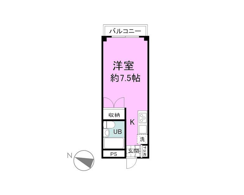 ルネコート三島(ワンルーム/4階)の間取り写真