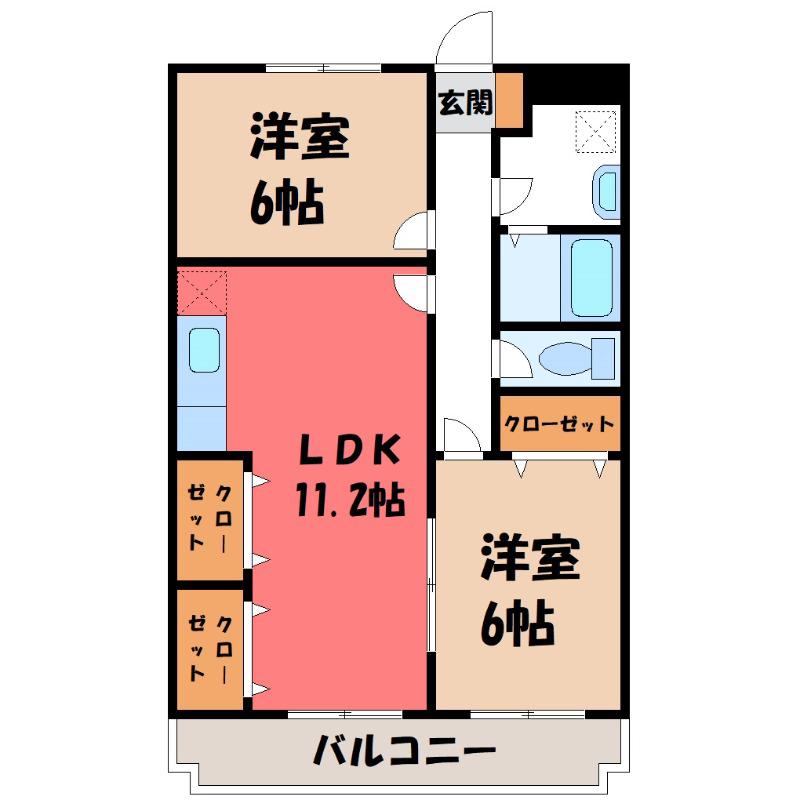 ニューマリッチモリムラ(2LDK/4階)の間取り写真
