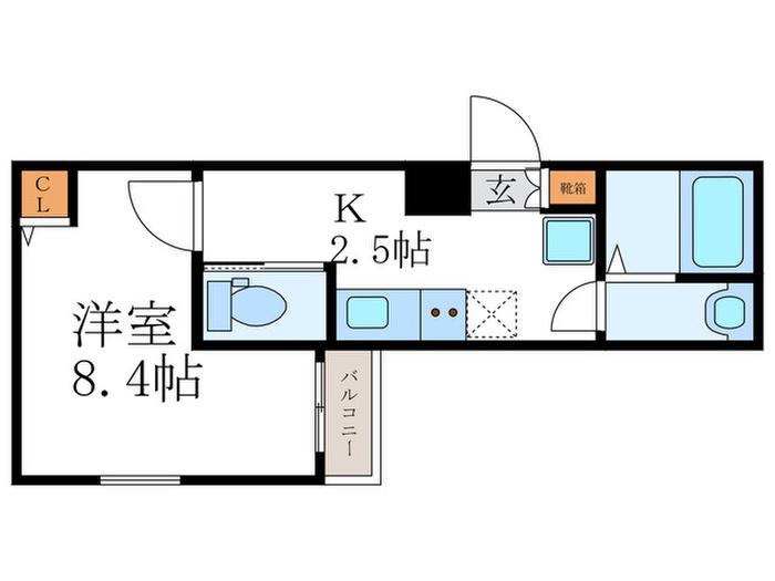GLADVIS京都室町(1K/2階)の間取り写真