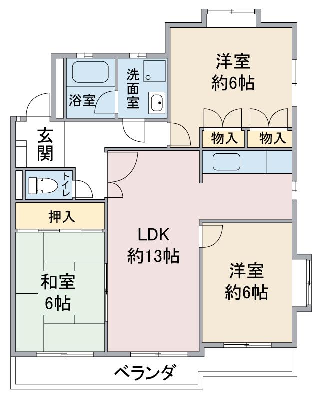 ラ・ファミーユI(3LDK/3階)の間取り写真