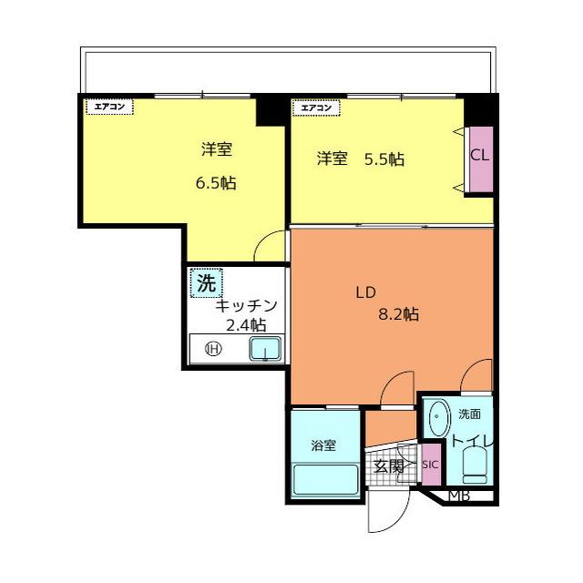 ア・ローム(2LDK/6階)の間取り写真