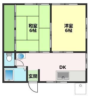 聖神ハイツ(2DK/2階)の間取り写真