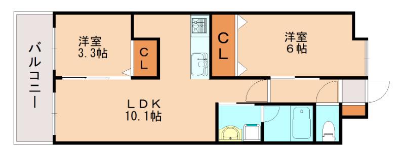 コンダクトレジデンスJINYAMA(2LDK/4階)の間取り写真
