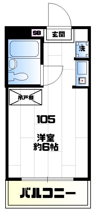 ベルロー国立(ワンルーム/1階)の間取り写真