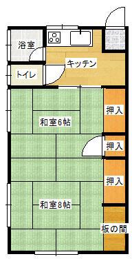 桑原アパート(2K/2階)の間取り写真