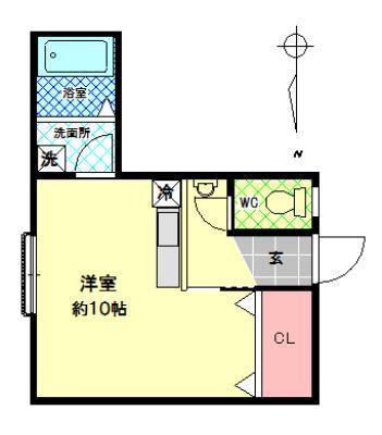 府内ビル(ワンルーム/4階)の間取り写真