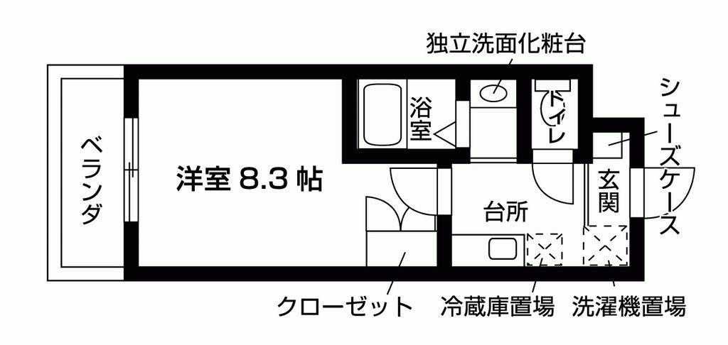 エクセレンス・天神通(1K/3階)の間取り写真