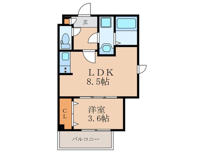ジーメゾン城野(1LDK/1階)の間取り写真
