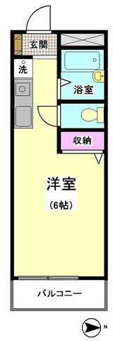 サウスヴィレッジ(ワンルーム/3階)の間取り写真
