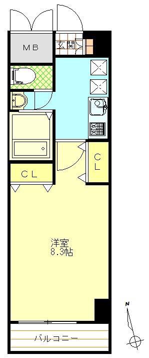 ARCAS(1K/1階)の間取り写真