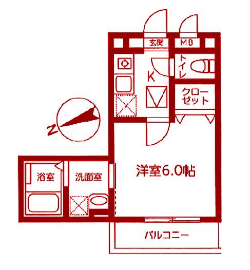 ウィング大倉山(1K/1階)の間取り写真
