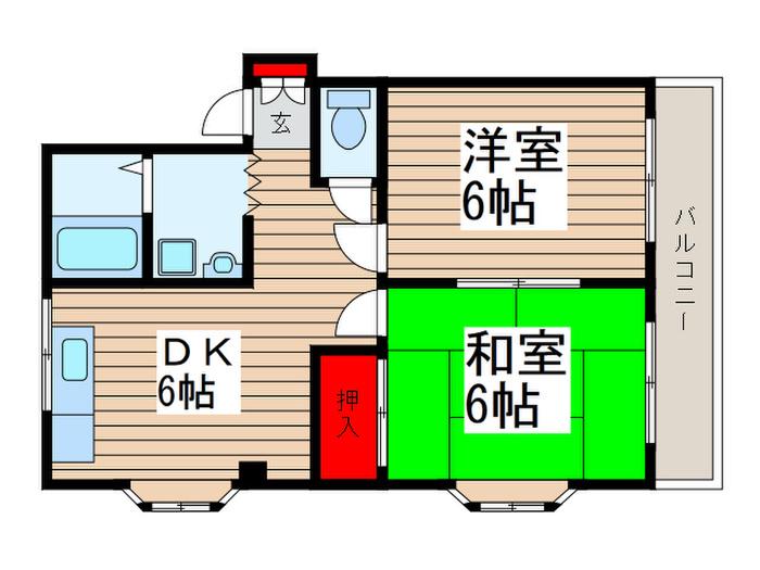 コーポ金杉(2DK/2階)の間取り写真