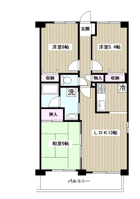 タウンコートK(3LDK/2階)の間取り写真