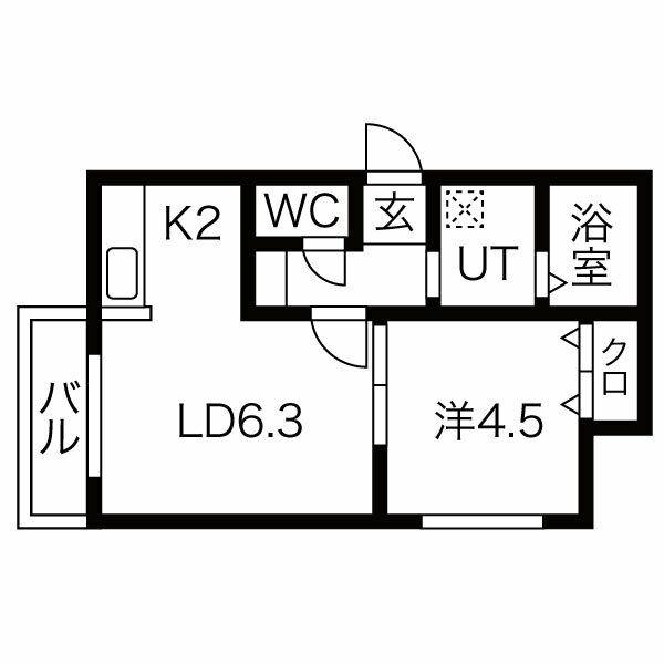 地下鉄南北線 平岸駅(札幌市営) 徒歩6分 4階建 築3年(1LDK/3階)の間取り写真