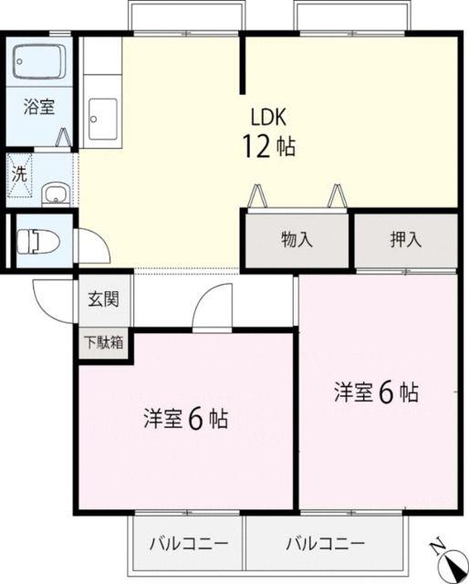 ウィンディア柴田(2LDK/1階)の間取り写真