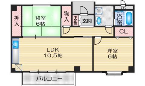 コンフォートⅠ(2LDK/2階)の間取り写真