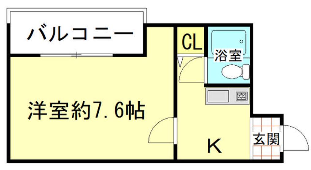 ロイヤル摂津D棟(1K/3階)の間取り写真