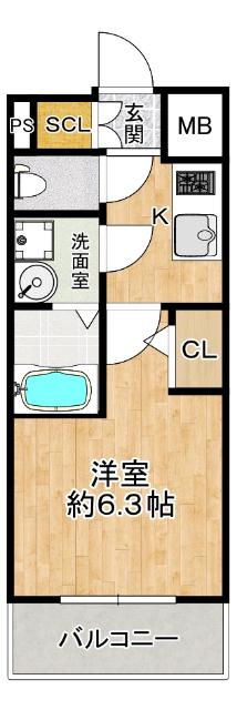 エスリード新北野グランリンク(1K/3階)の間取り写真