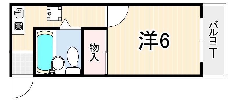下沢ヤングハイツ(1K/2階)の間取り写真