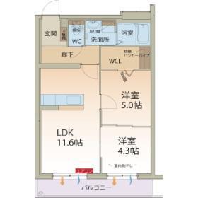 アンソレイエ 野洲市行畑(2LDK/3階)の間取り写真