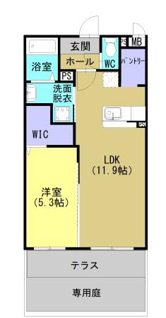レジデンス平佐西通(1LDK/1階)の間取り写真