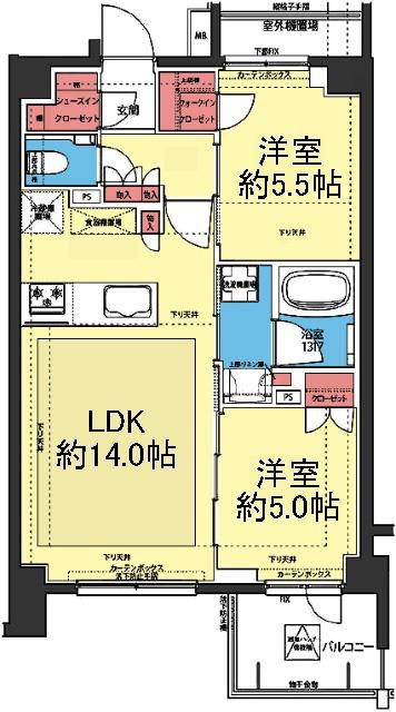 KDXレジデンス横濱紅葉坂(2LDK/6階)の間取り写真