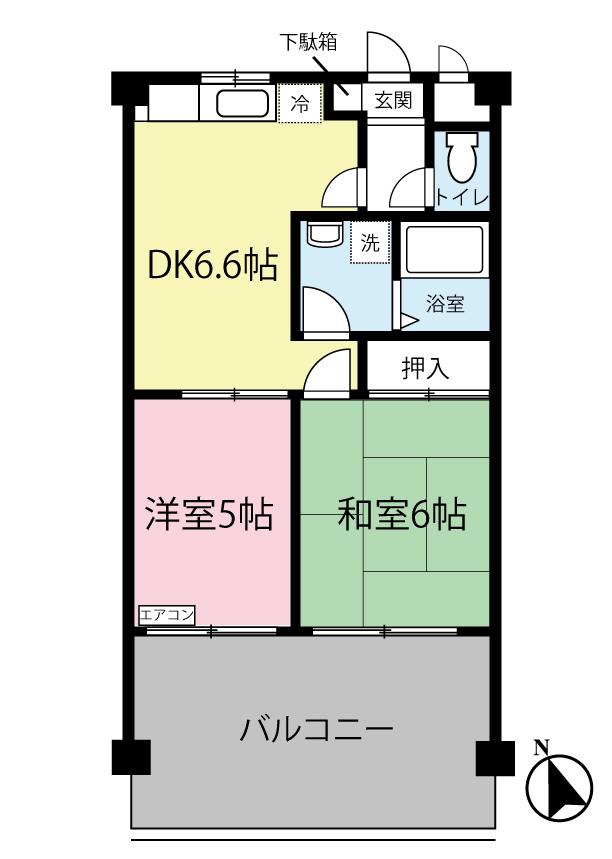 フィーム(2DK/2階)の間取り写真